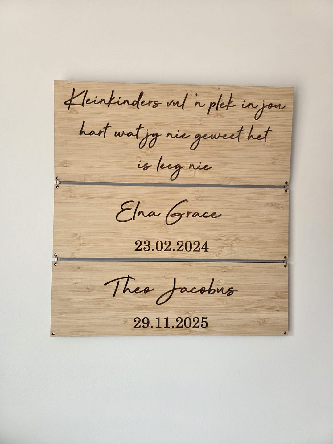 Customer photo review of Hanging Grandchildren Bamboo Sign