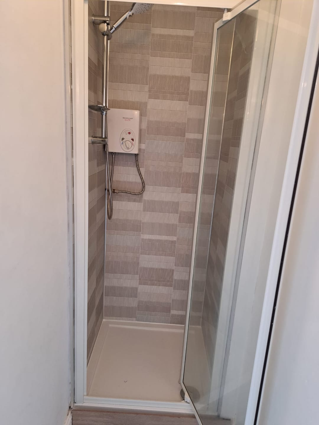 Customer photo review of 8mm Light Grey Mosaic Bathroom Wall Panel 2.6M