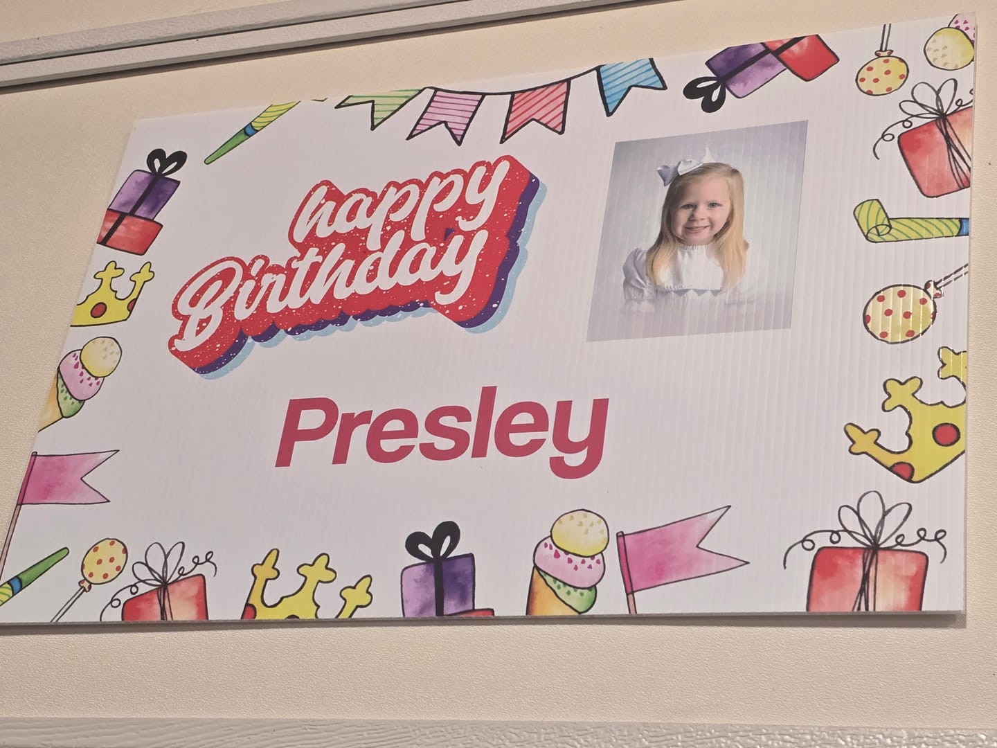 Customer photo review of Personalized Cartoon Birthday Photo Yard Sign