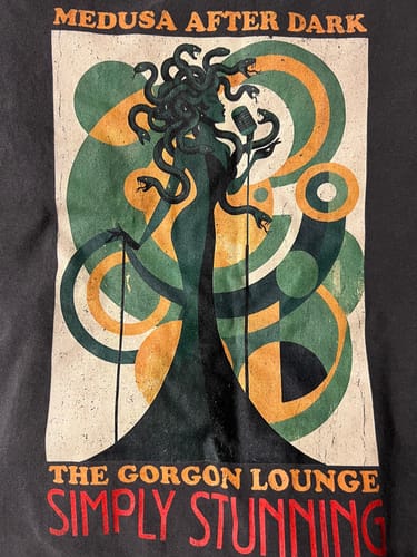 Customer photo review of The Gorgon Lounge Comfort Colors T-Shirt