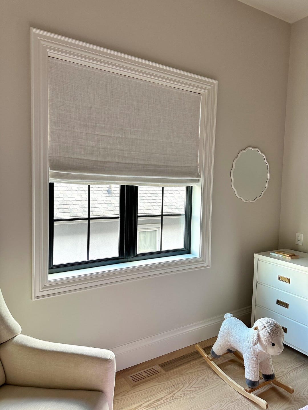 Customer photo review of Cassie Flat Fold Linen Blend Custom Roman Shade
