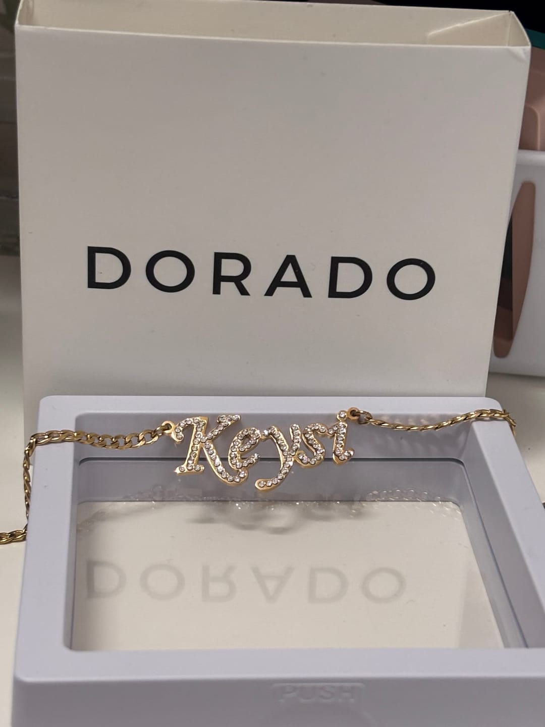 Customer photo review of Iced Name Necklace w/ Cuban Chain