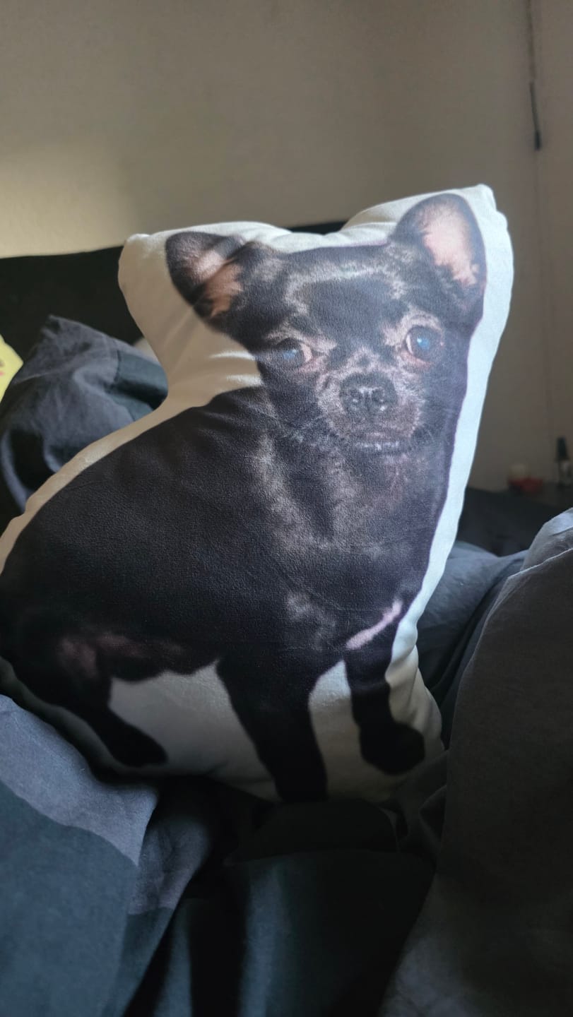 Customer photo review of Personalisiertes Formkissen - Dein Foto mit Hund