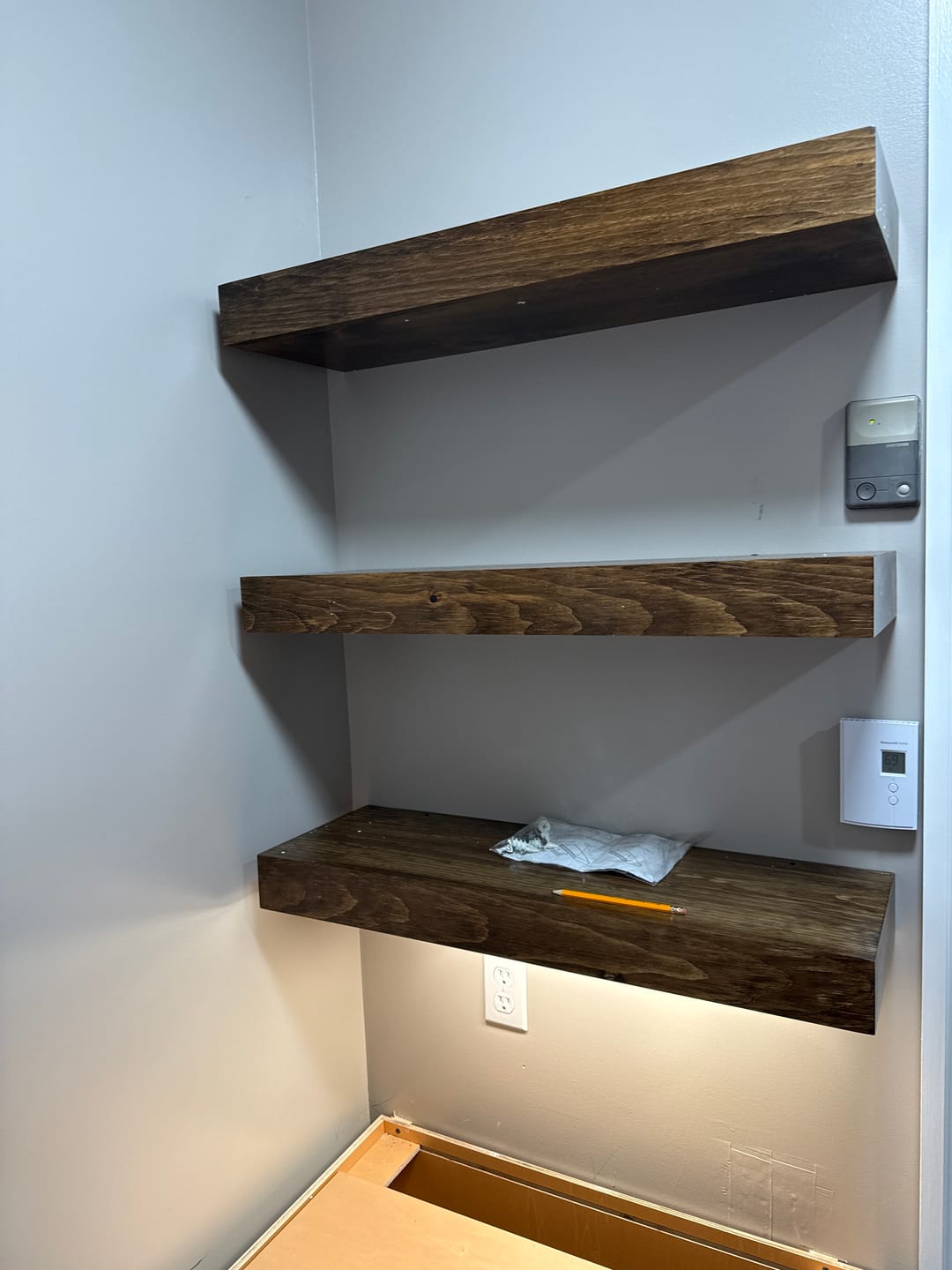 Customer photo review of Modern 3" Thick Floating Shelves