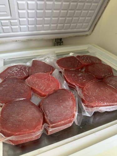 Customer photo review of Yellowfin Tuna Loin Steaks (High Grade Frozen)