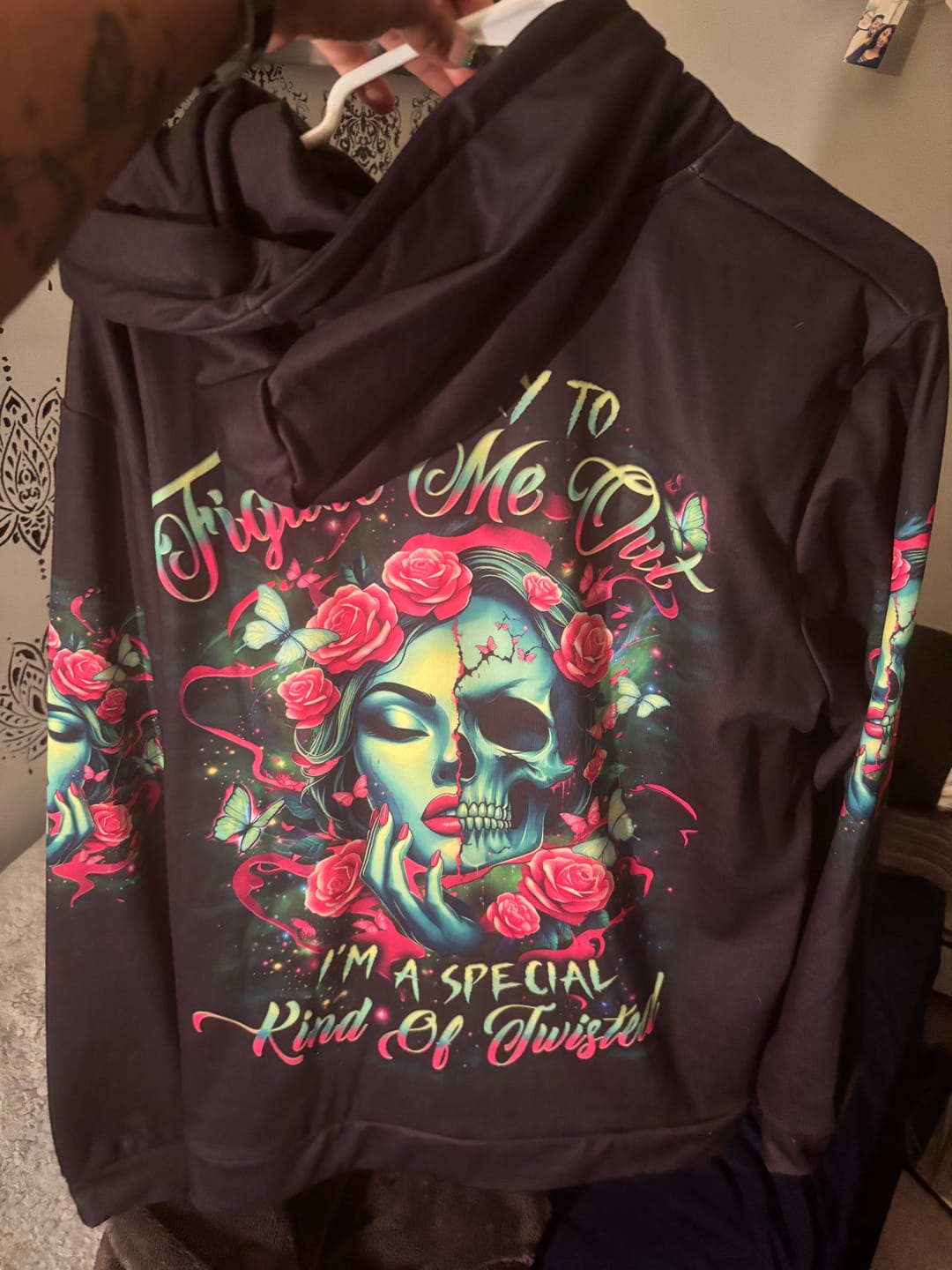 Customer photo review of DON'T TRY TO FIGURE ME OUT SKULL ALL OVER PRINT - YHLT2102253