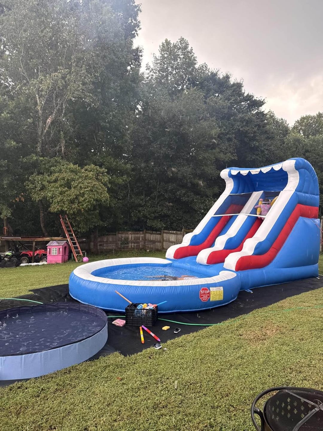 Customer photo review of 24ft Commercial PVC Wavy Inflatable Water Slide with Blower