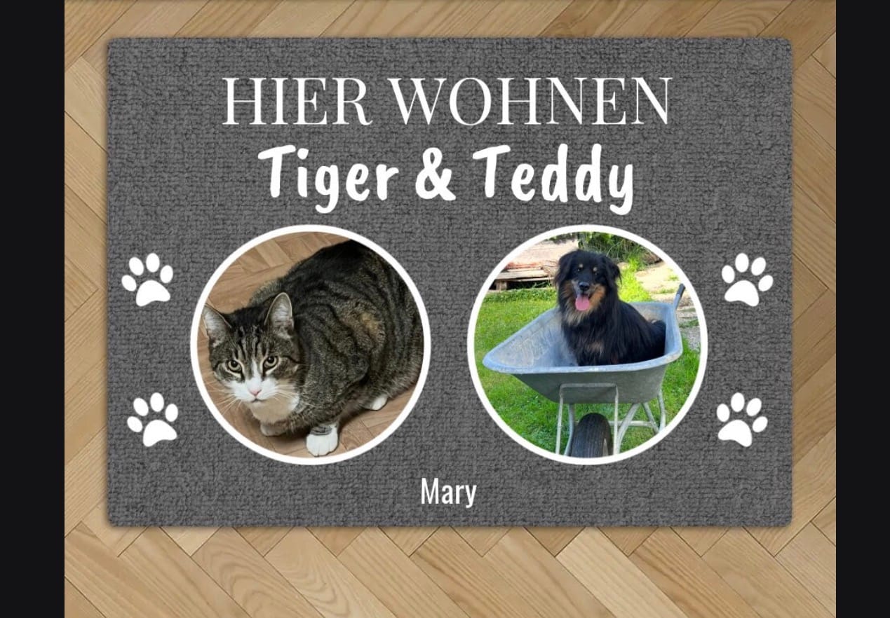 Customer photo review of Hier wohnt - Individuelle Haustier Fußmatte