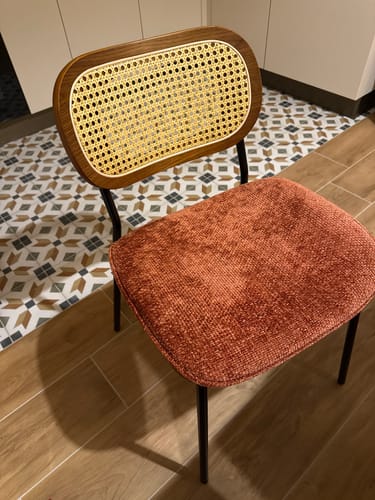 Customer photo review of ALESUND - Lot de 2 chaises de salle à manger en rotin et tissu terracotta