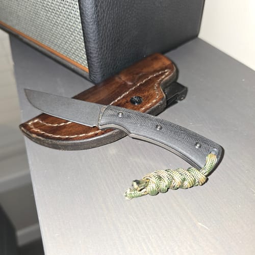 Customer photo review of TRM Knives Tagalong Fixed Blade Knife – Double Black Micarta, MagnaCut Steel – Made in USA