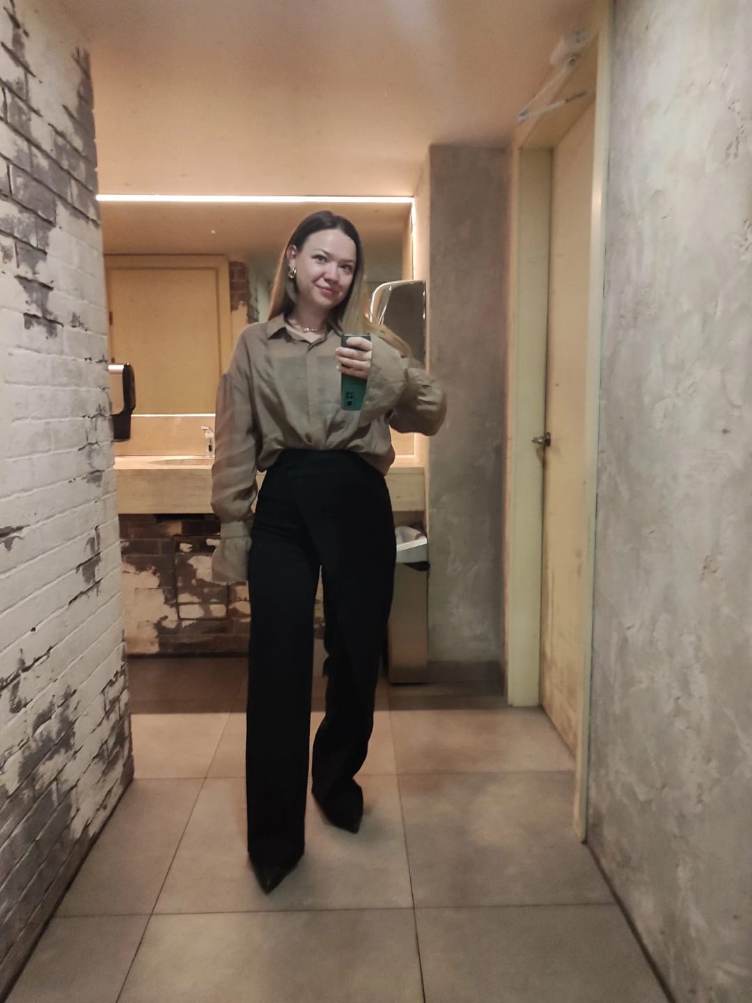 Customer photo review of Patricia Long Sleeve Sheer Blouse
