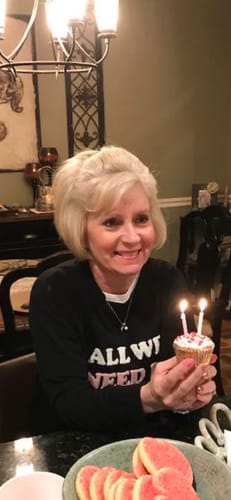 Customer's friend celebrating her birthday, the event for which she received a Macoma Gift Card.