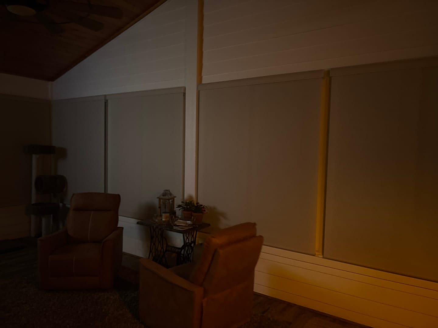 Customer photo review of SmartWings Motorized Light Filtering Roller Shades 70% Blackout Safari