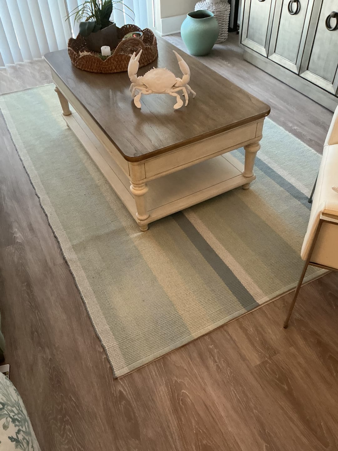 Customer photo review of Shore Stripe Handwoven Cotton Rug - Sky Blue