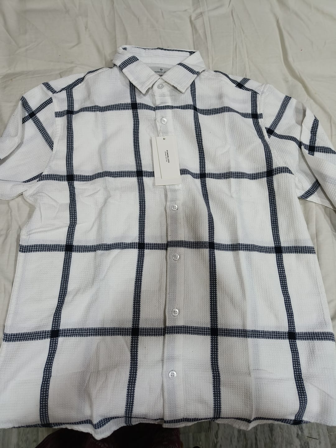 Customer photo review of Navy Structure Check Shirt
