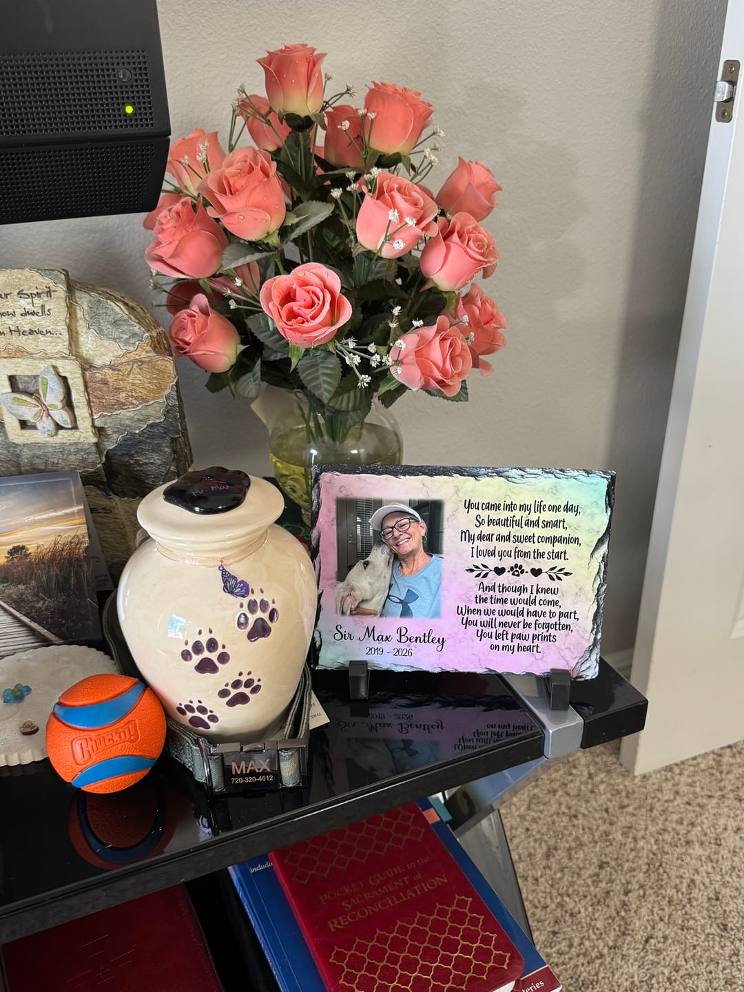 Customer photo review of Personalized Dog Memorial Plaque   Loved Beyond Words Missed Beyond Measure  Personalized Picture Keepsake