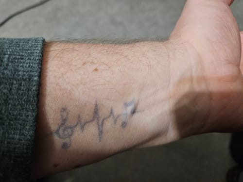 Customer photo review of Pulse of Music Tattoo - Semi Permanent