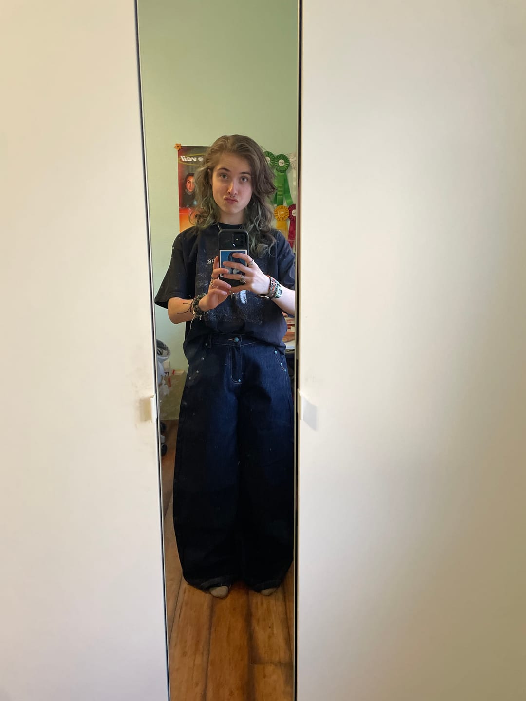 Customer photo review of Aelfric Eden Baggy Barrel Rivet Raw Jeans