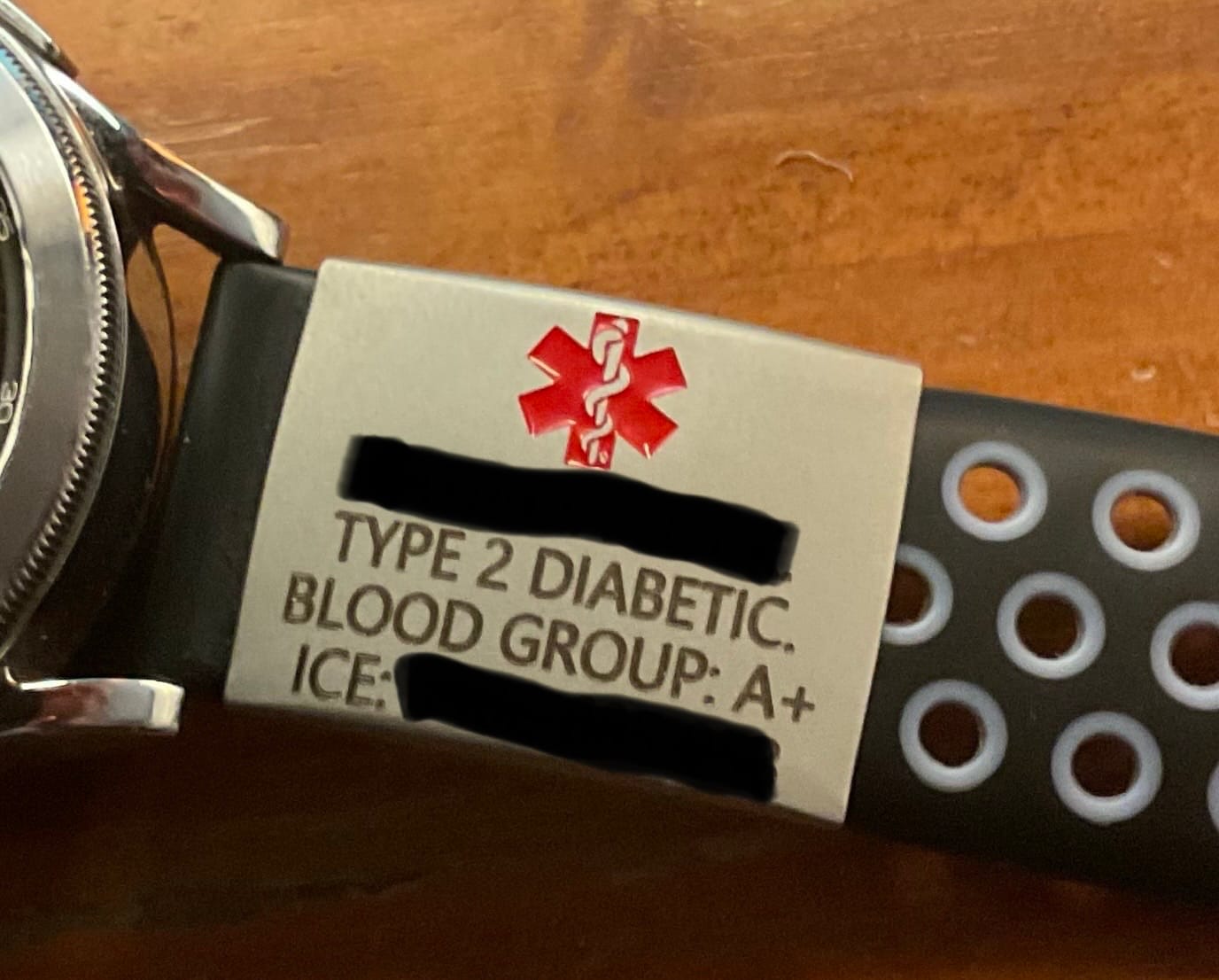 Customer photo review of Personalised ID Tag for Watch Band & Fitness Trackers