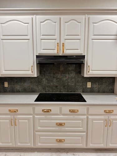Customer photo review of 4" Rectangle Bin Pulls - Unlacquered Polished Brass