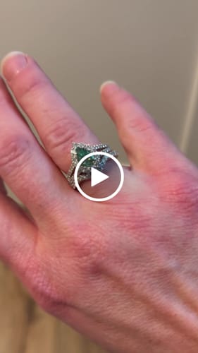 Customer video review of Curved Pave Moissanite Half Eternity Wedding Band Stackable Ring