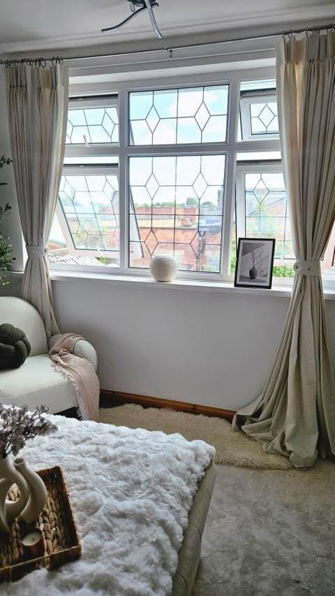 Customer photo review of Sally Linen Blend Custom Curtain
