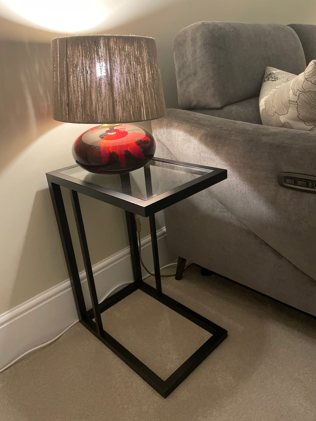 Customer photo review of Glass Sofa Side End Table - Black