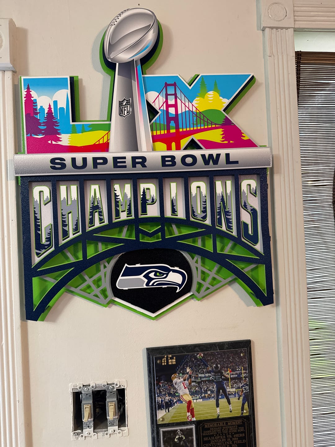 Customer photo review of Seattle Seahawks Super Bowl LX CHAMPIONS! 3D Metal Wall Art