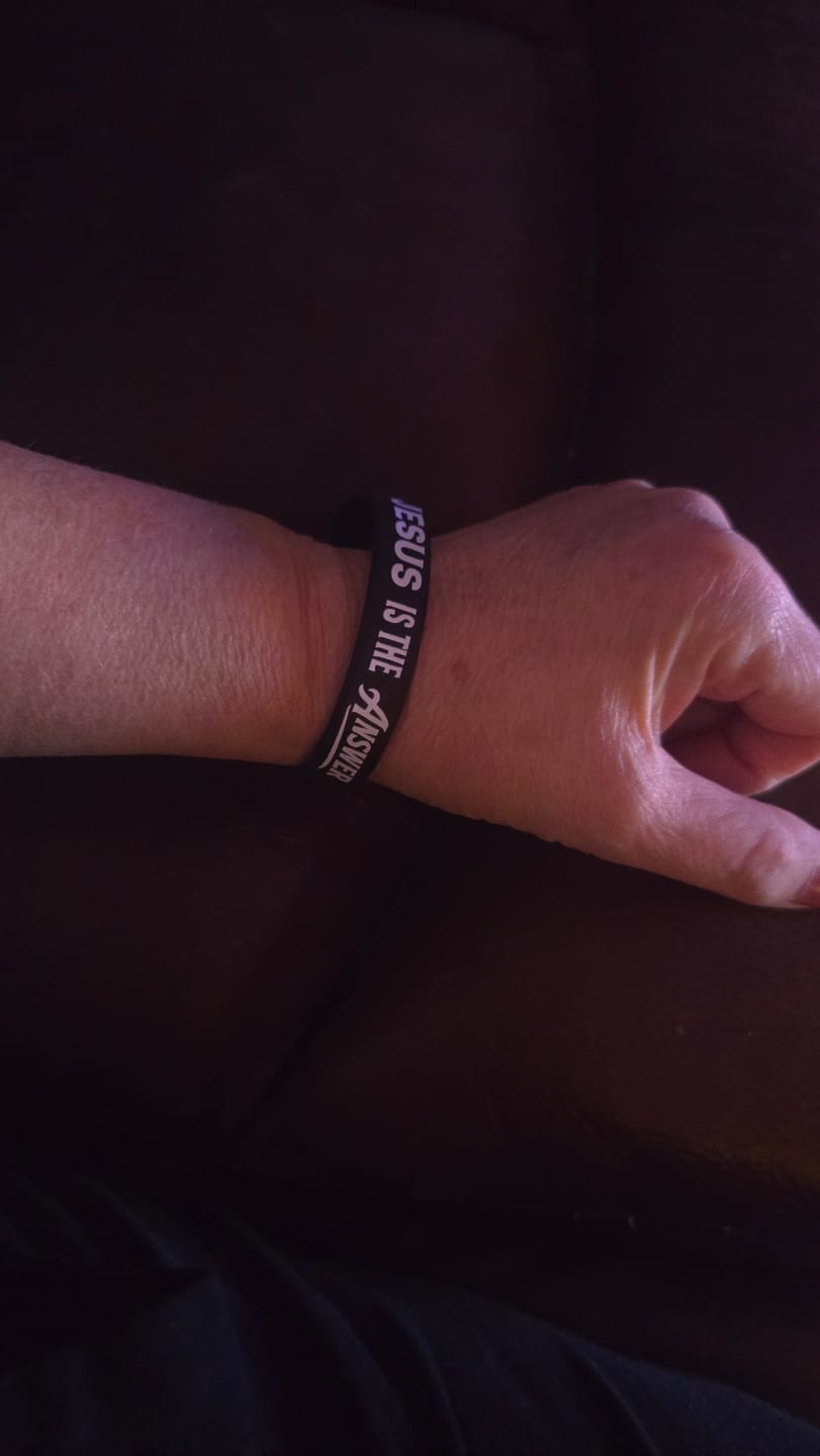 Customer photo review of Jesus Is The Answer Wristband