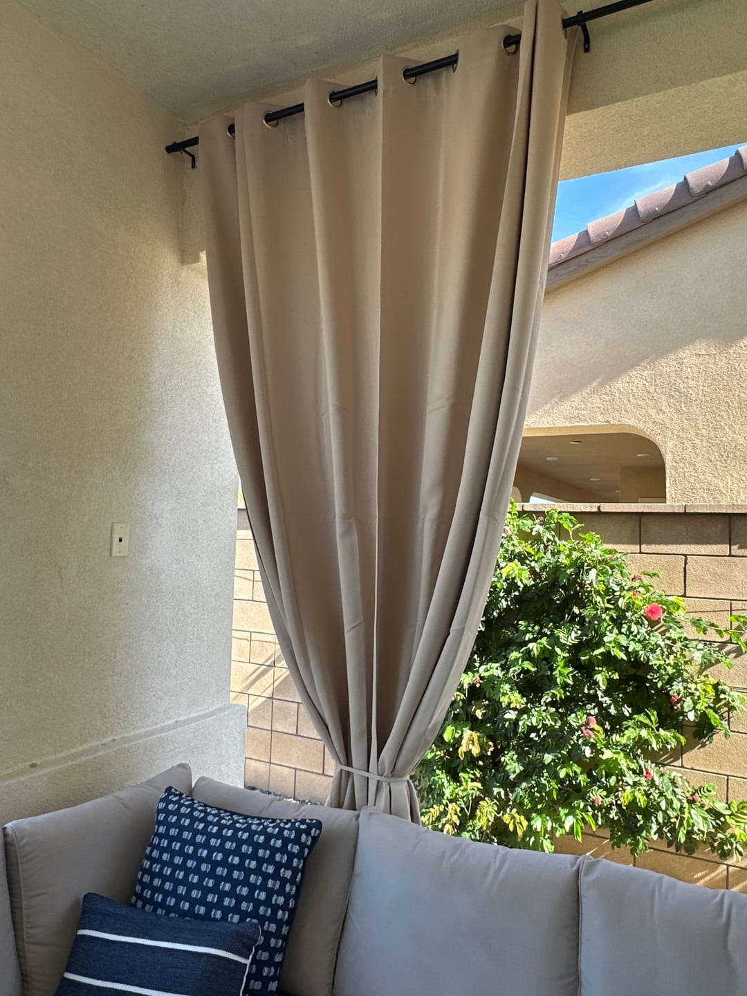 Customer photo review of Waterproof Grommet Top Patio Outdoor Curtain 1 Panel | Outdoor Standard