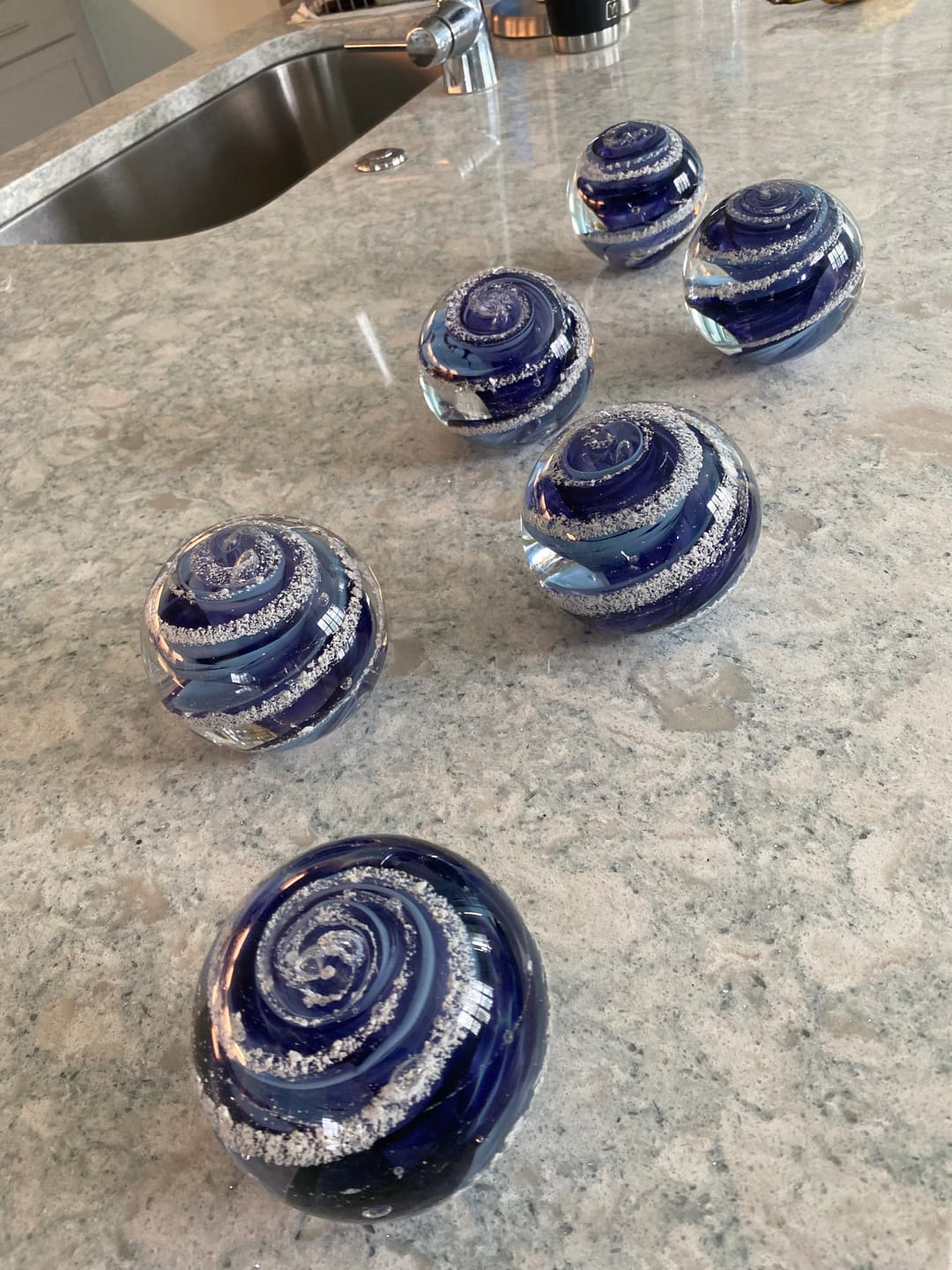 Customer photo review of Tranquil Swirl Paperweight with Cremation Ash