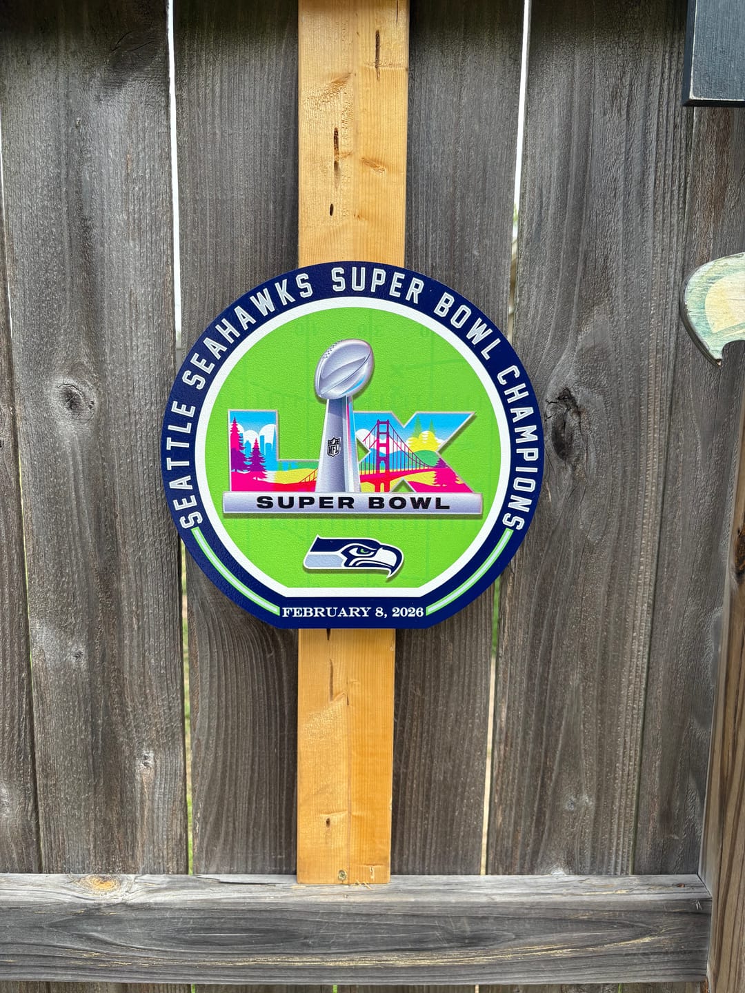 Customer photo review of VARSITY Collection- Seattle Seahawks Super Bowl LX Single Layer Metal Wall Art