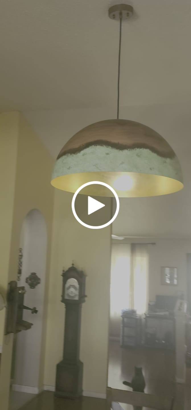 Customer video review of Oversized Industrial Copper Patina Metal Dome Pendant Light
