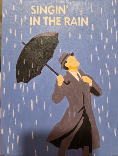 Reviewer's completed 'Singin' in the Rain' painting from the Iconic Movies mini painting set.