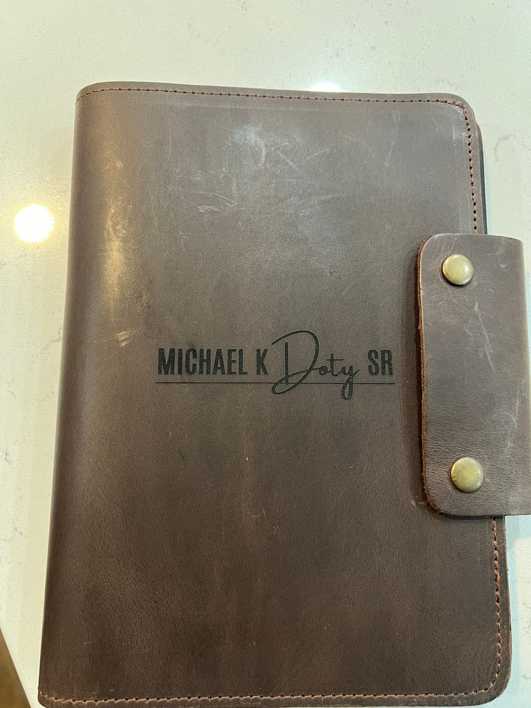 Customer photo review of 2026 Leather Planner, Personalized Refillable Leather Journal A5 Size + Free Pen
