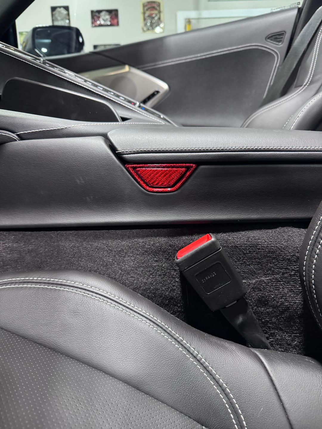 Customer photo review of C8 Corvette Real Carbon Fiber Armrest Button & Trim Covers | Interior Overlay (2020–2026)