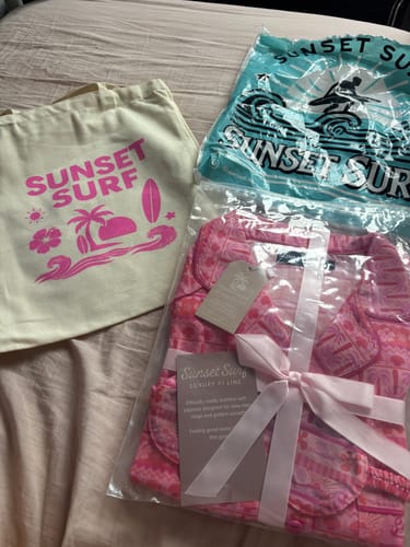 Customer photo review of Sunset Surf Premium Sleep Short Set