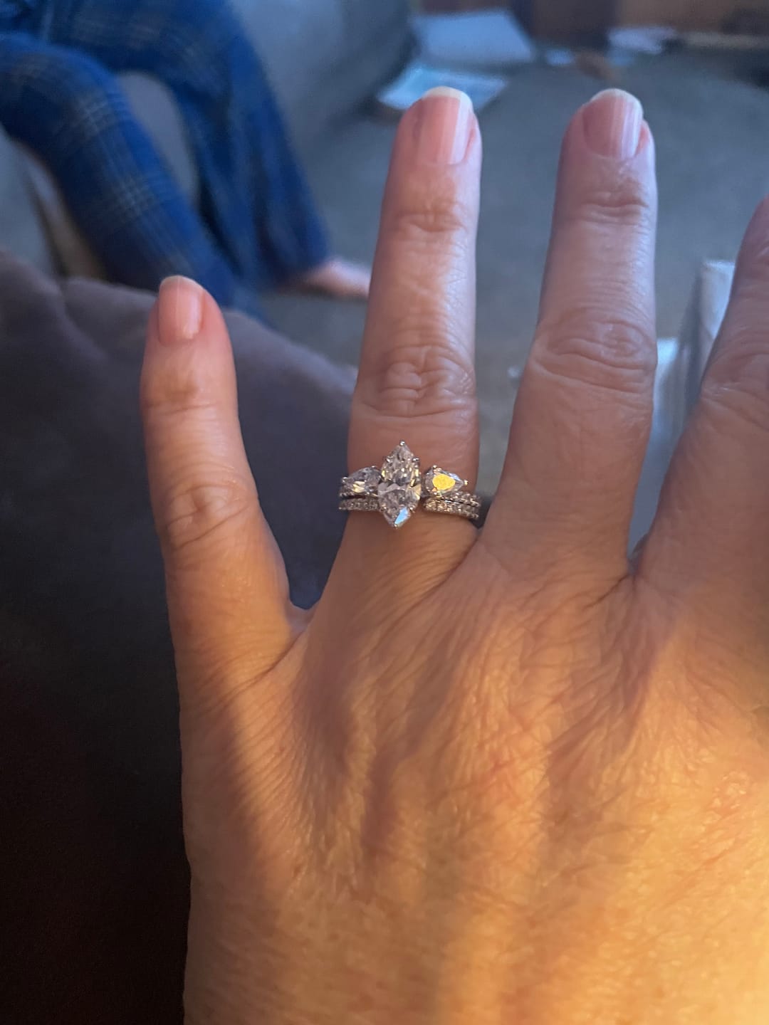 Customer photo review of Elegant 2.0Ct Marquise Cut White Gold Engagement Ring