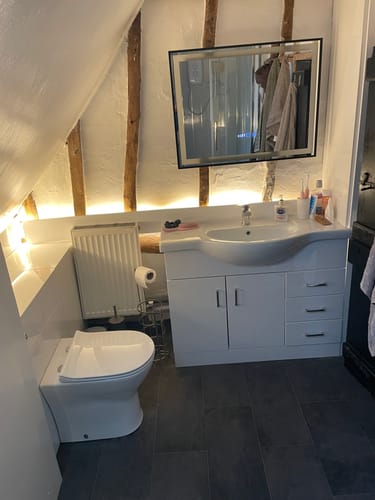 Customer photo review of Misirlou Back To Wall Toilet & Soft Close Seat