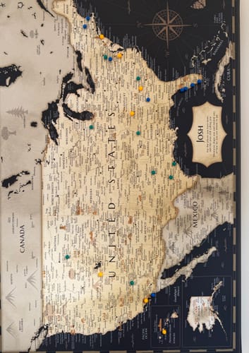 Customer photo review of Pinnable USA Journey Map • Rustic Gold