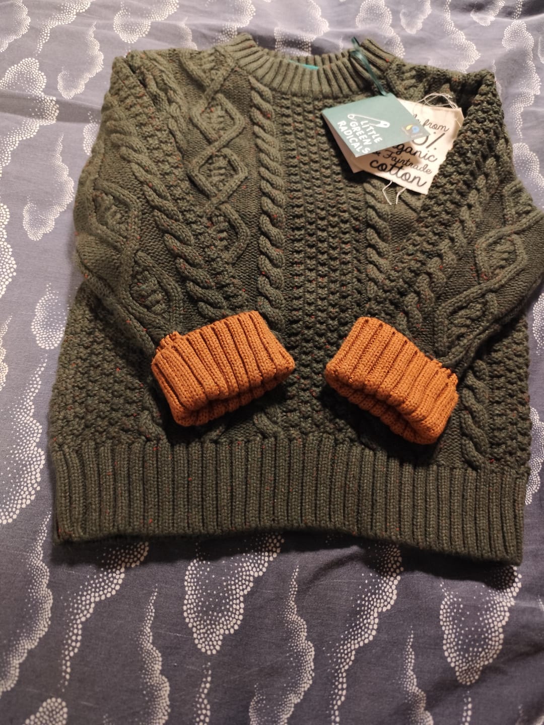 Customer photo review of From One To Another Fern Aran Snuggly Knitted Jumper