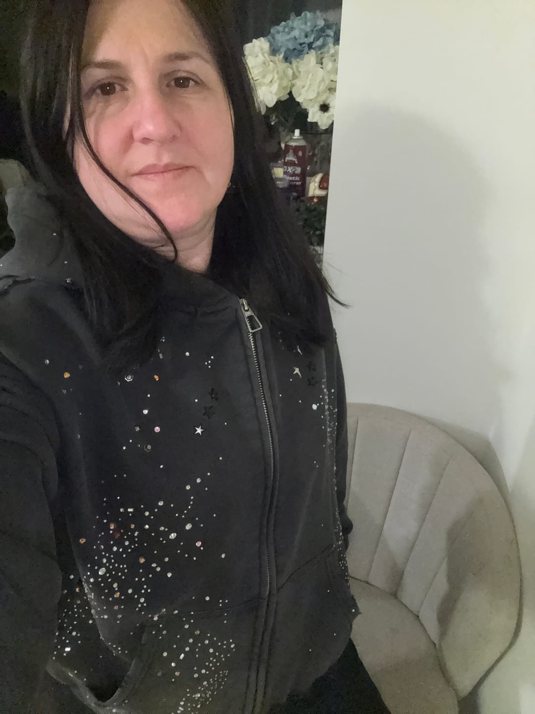 Customer photo review of Aelfric Eden Rhinestone Boxy Zip Up V302 Hoodie