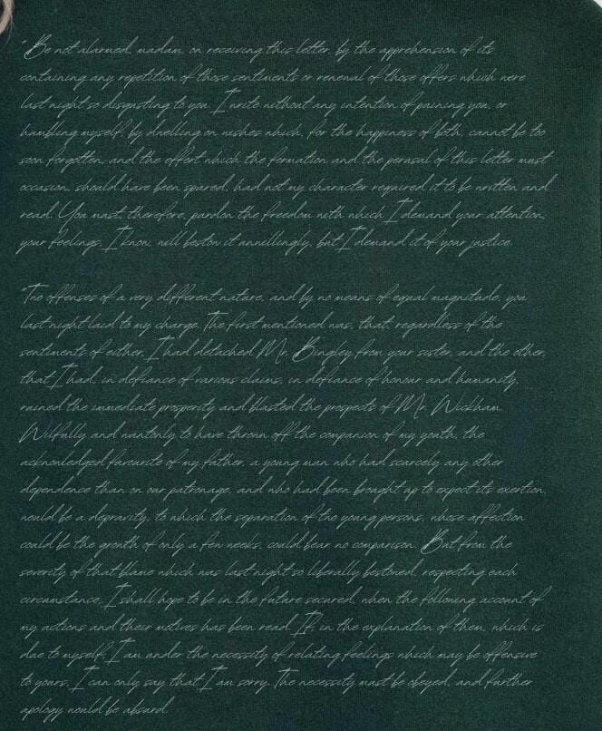 Customer photo review of Darcy's Letter to Elizabeth Sweatshirt