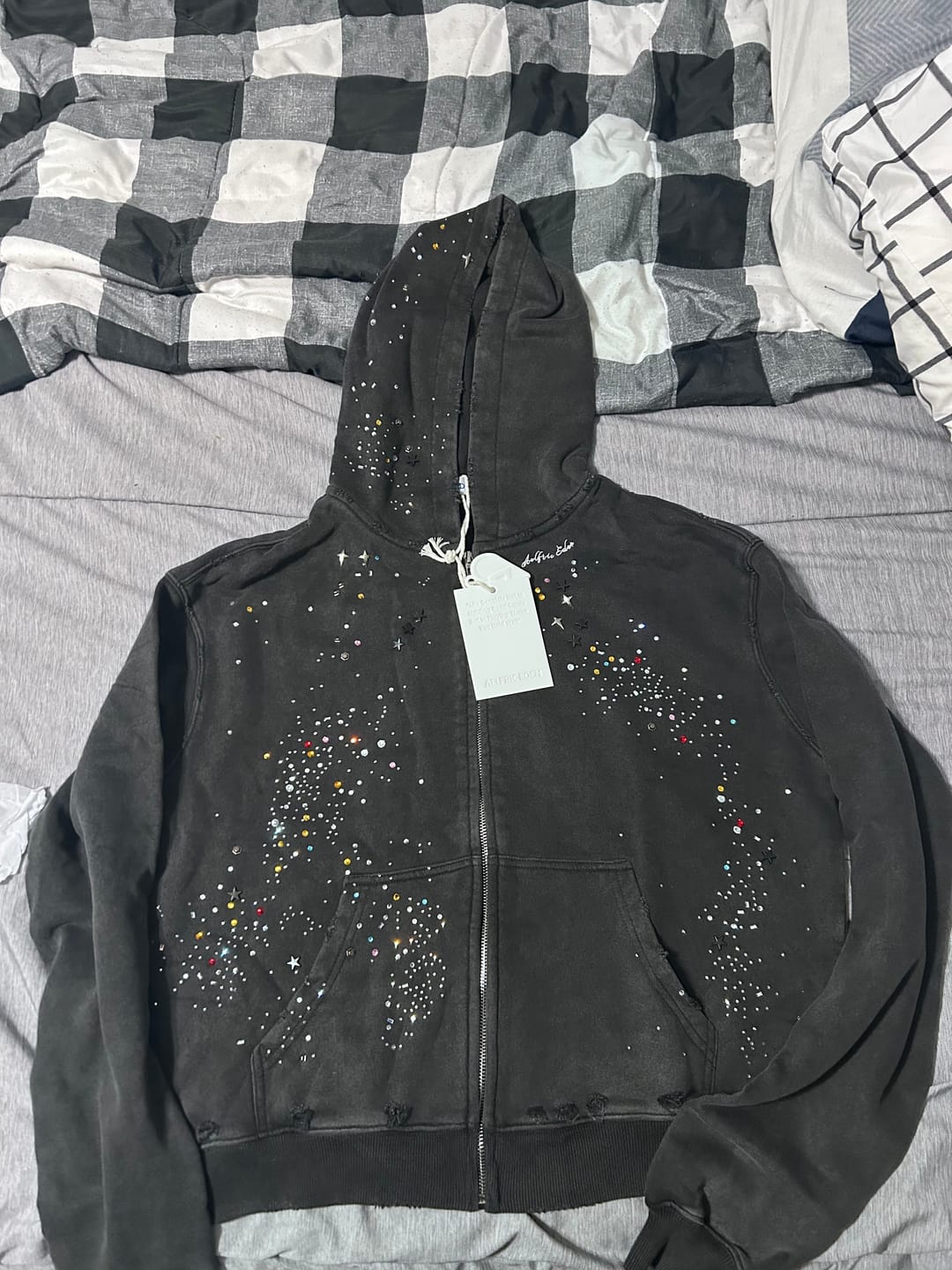 Customer photo review of Aelfric Eden Rhinestone Boxy Zip Up V302 Hoodie