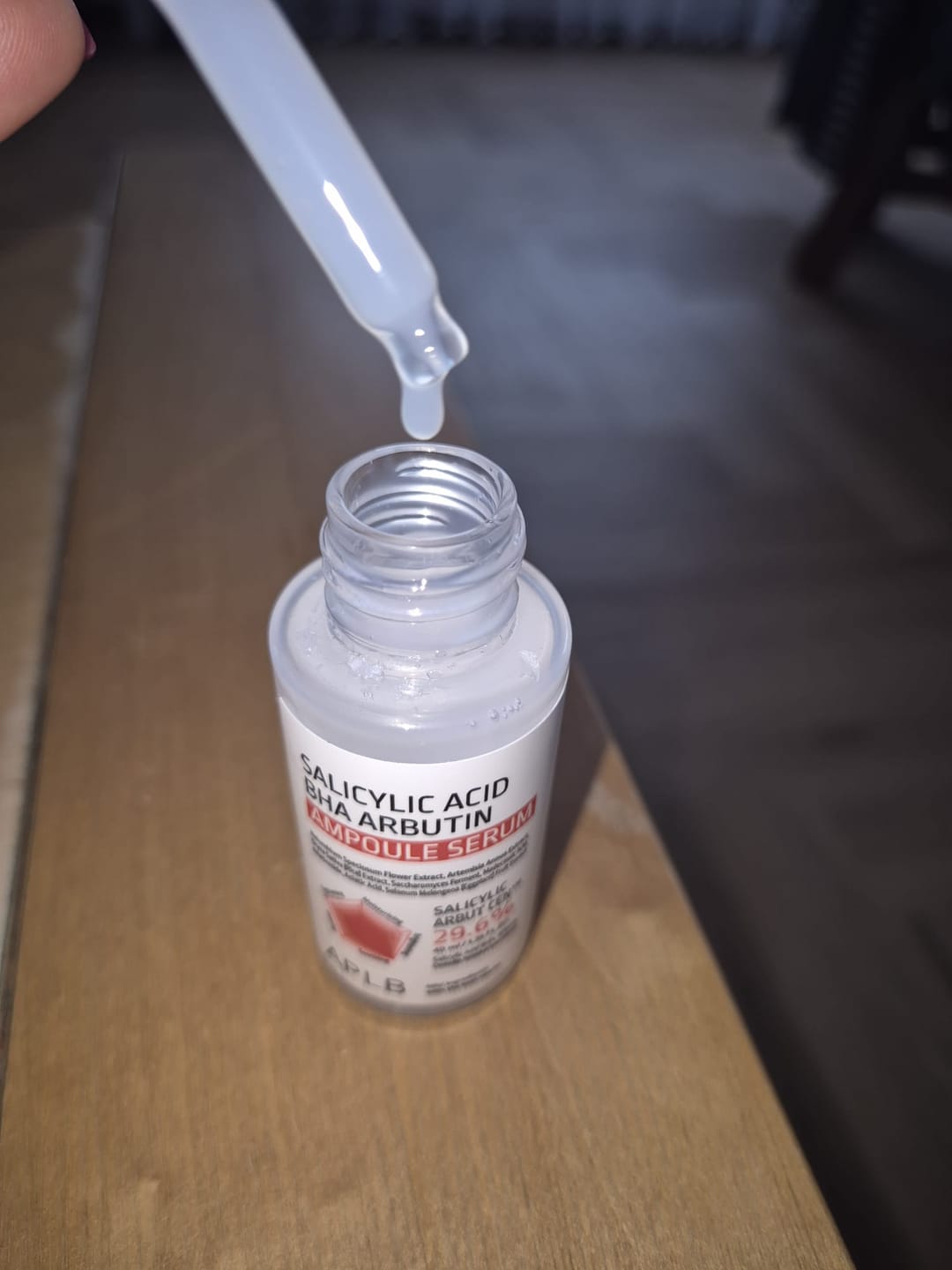 Customer photo review of Balinošs serums ar salicilskābi un arbutīnu APLB Salicylic Acid BHA Arbutin Ampoule Serum