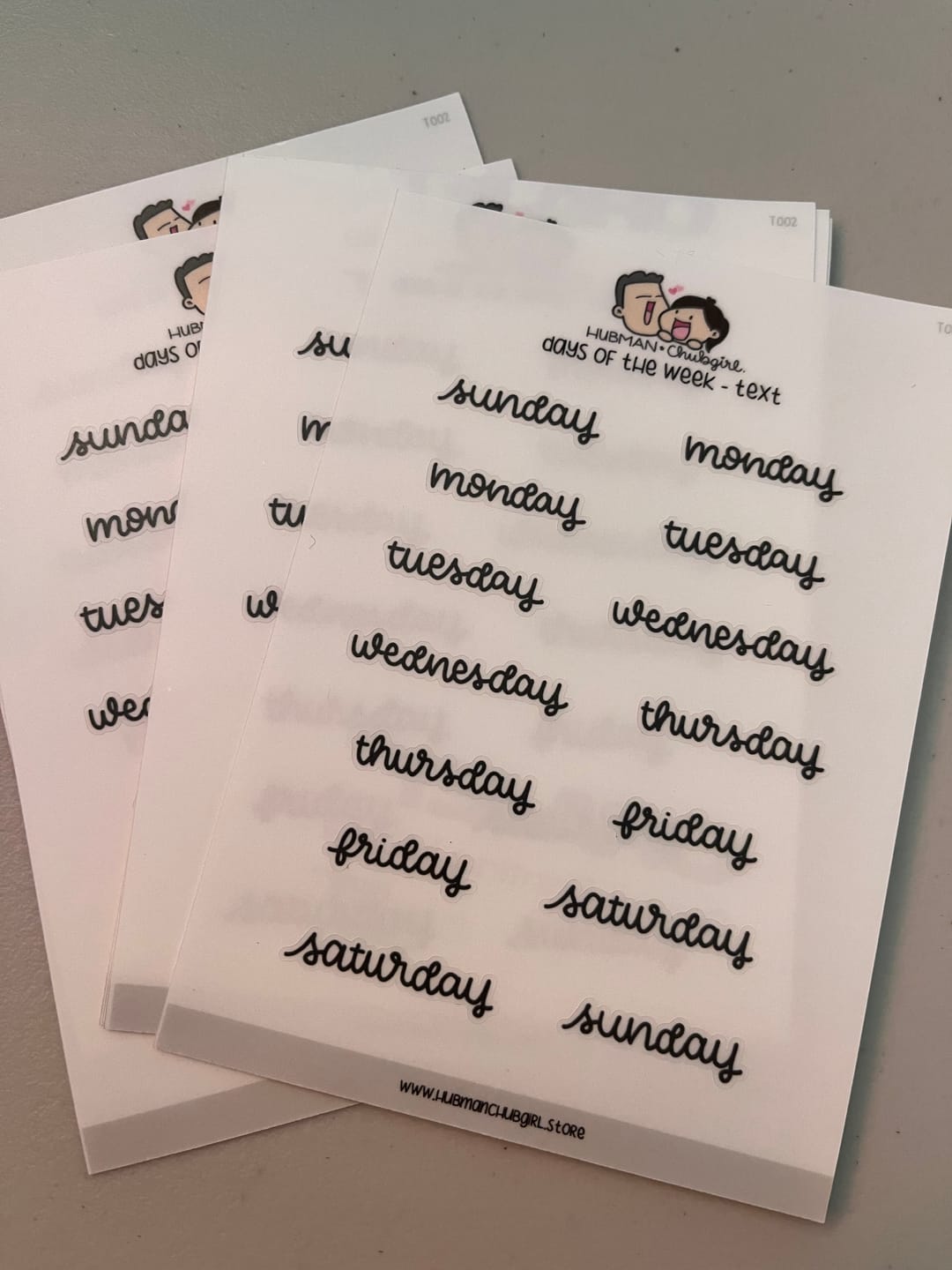 Customer photo review of Days of the Week Text Planner Stickers - Script