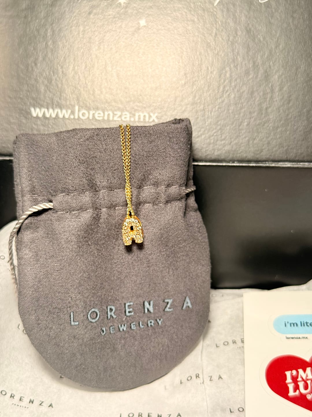 Customer photo review of Collar Dorado Inicial Mini Bubble Zirconias