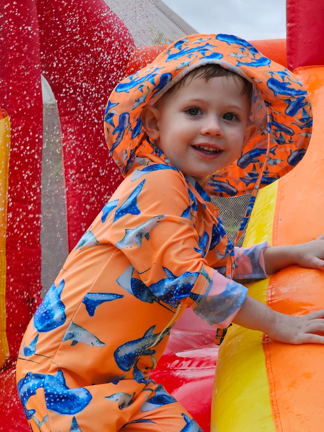 Customer photo review of PREORDER Fluro Orange Sharks Beach Hat (Ships w/c 23rd Feb)