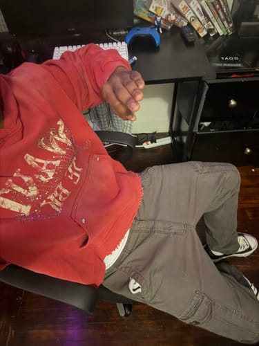 Customer photo review of Omirad Vintage Distressed Graphic Hoodie