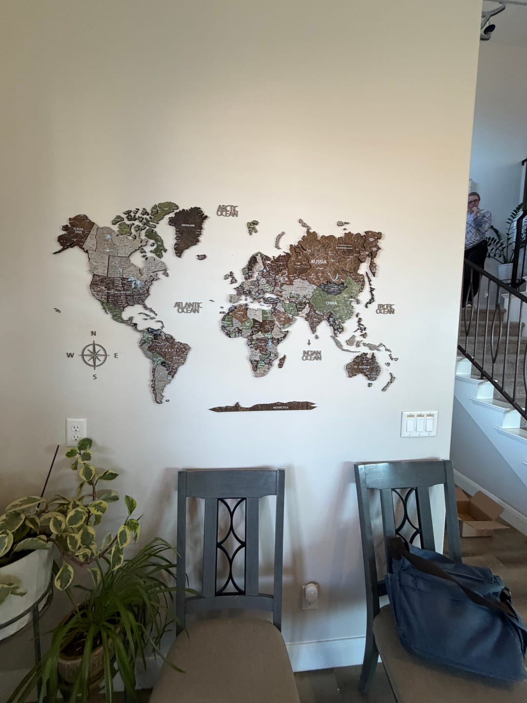Customer photo review of 3D Wooden World Map Wall Decor -Rustic Style